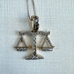 Sterling Silver Scales of Justice Pendant with Cubic Zirconia By Brumar 925